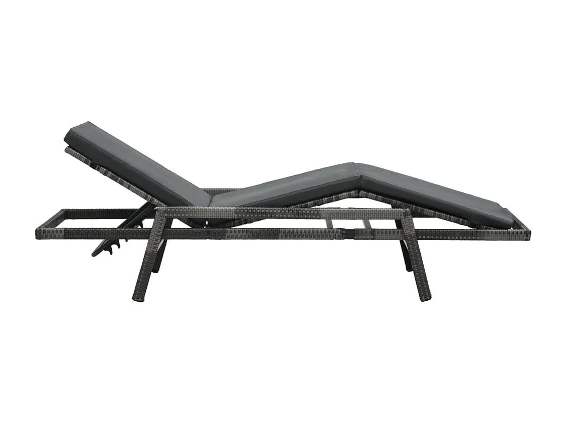 Chaise longue avec coussin Résine tressée Gris 2