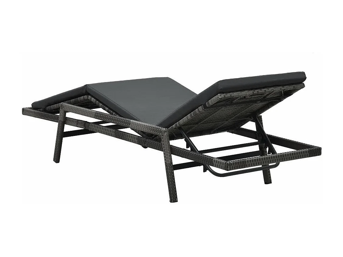 Chaise longue avec coussin Résine tressée Gris 2