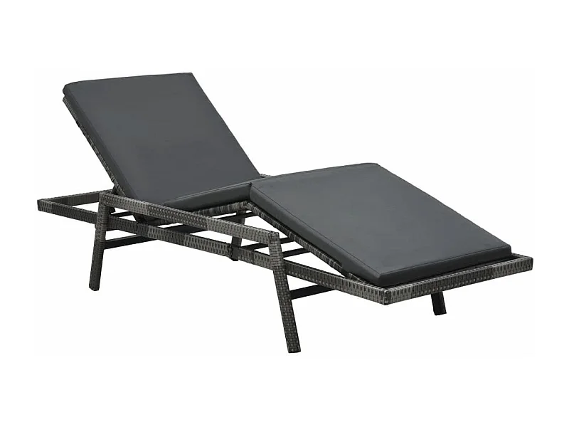 Chaise longue avec coussin Résine tressée Gris 2