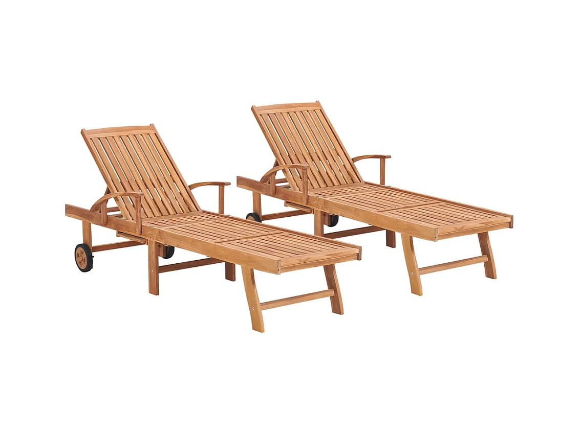 Chaises longues 2 pcs Bois de teck solide 2