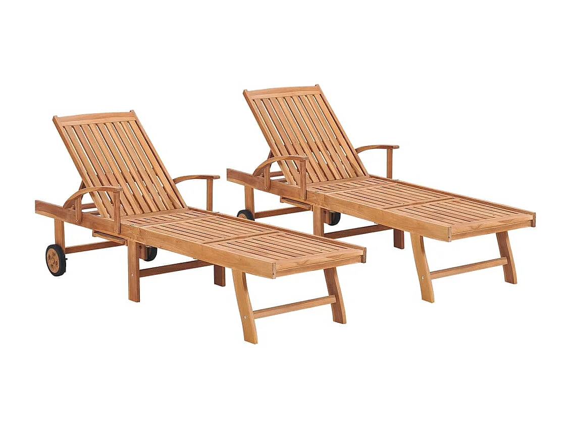 Chaises longues 2 pcs Bois de teck solide 2