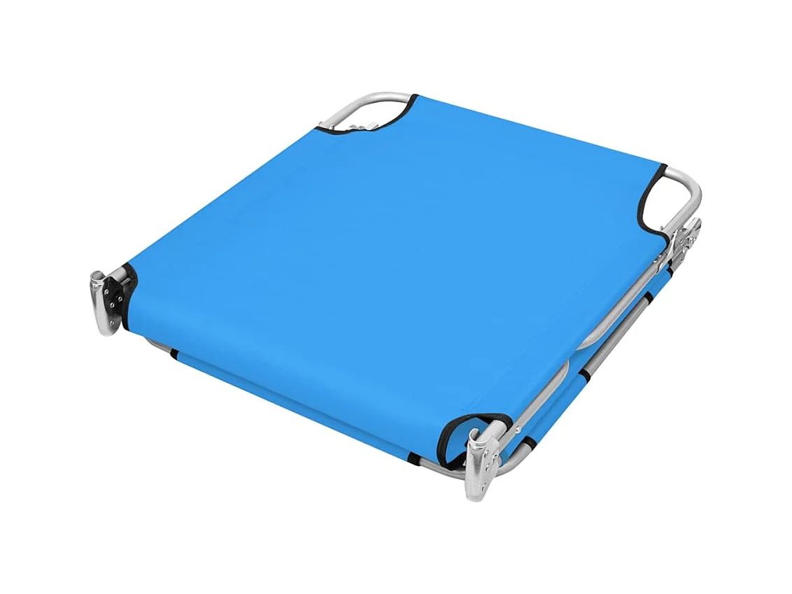 Chaise longue pliable avec coussin de tête Acier Bleu turquoise