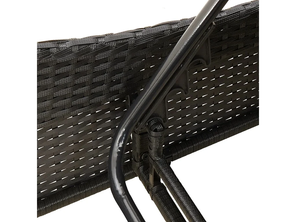 Chaise longue avec coussins noir 114x205x73 résine tressée