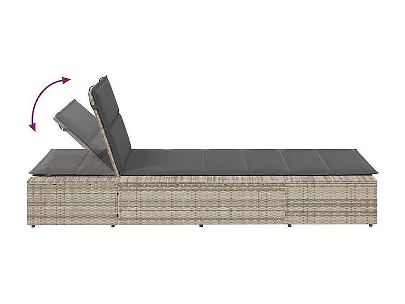 Transat avec coussin flottant gris clair résine tressée