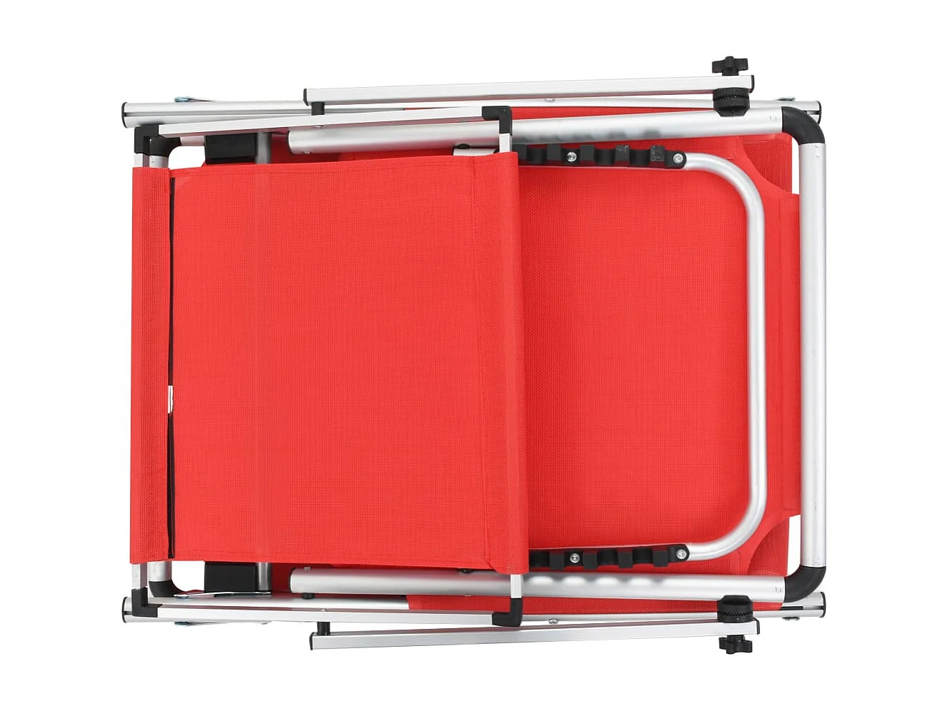 Chaises longues pliables et toit 2pcs Aluminium textilène Rouge