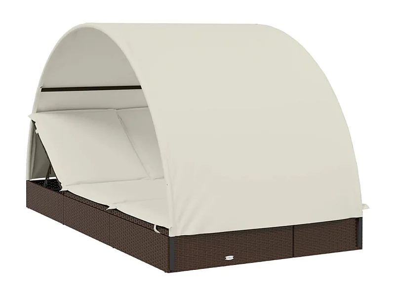 Transat 2 places avec toit rond marron 211x112x140