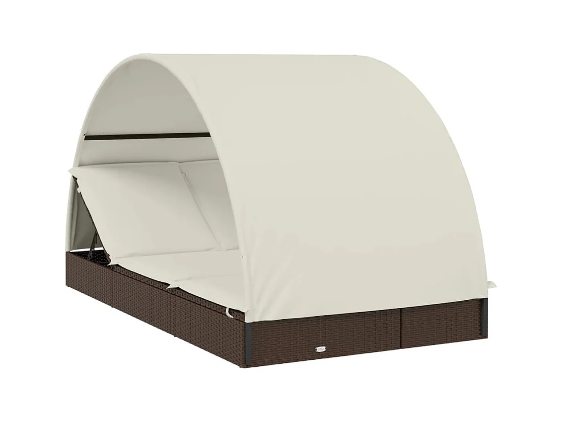 Transat 2 places avec toit rond marron 211x112x140