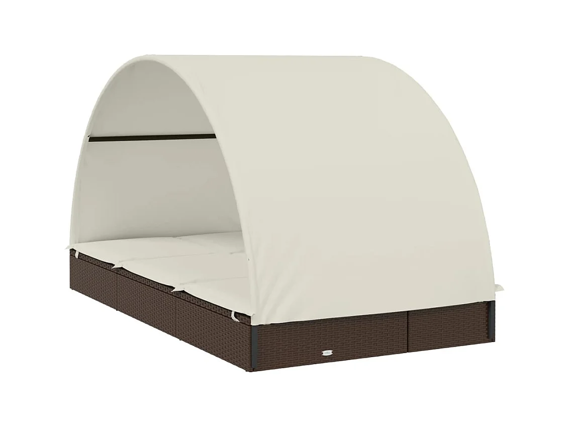 Transat 2 places avec toit rond marron 211x112x140