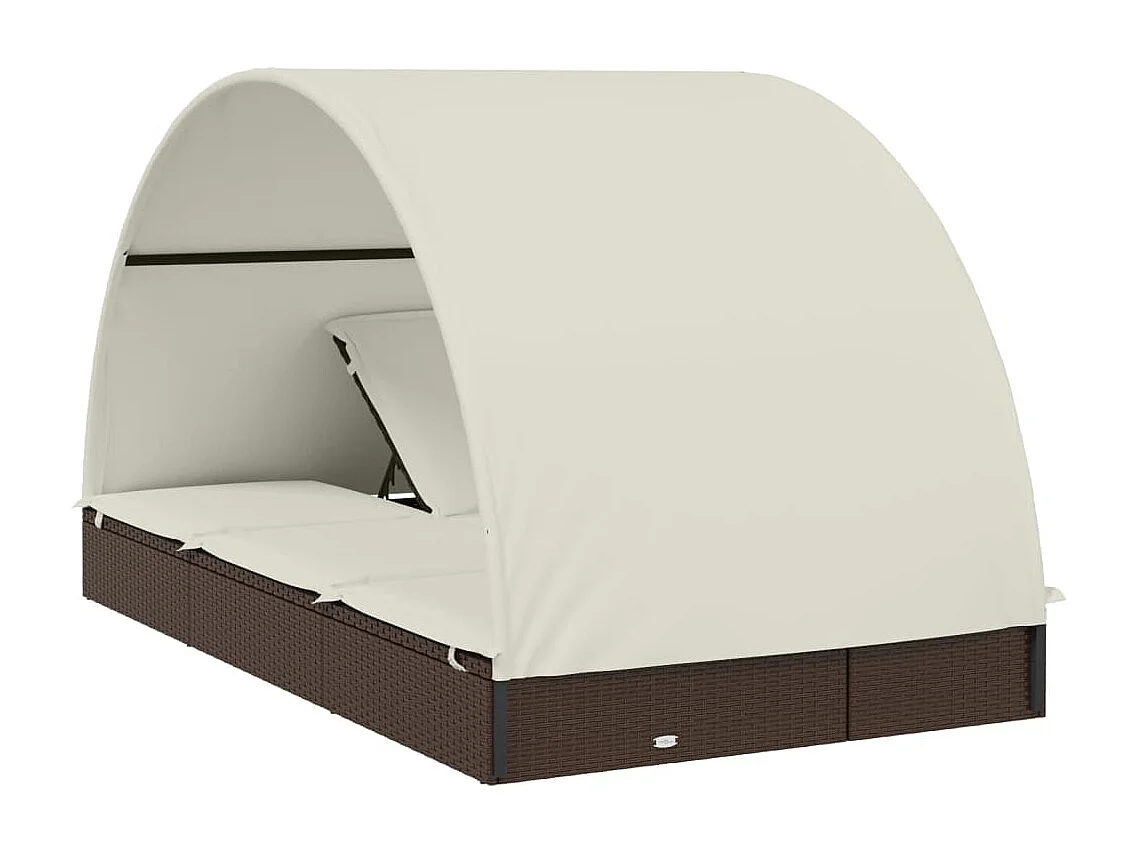 Transat 2 places avec toit rond marron 211x112x140