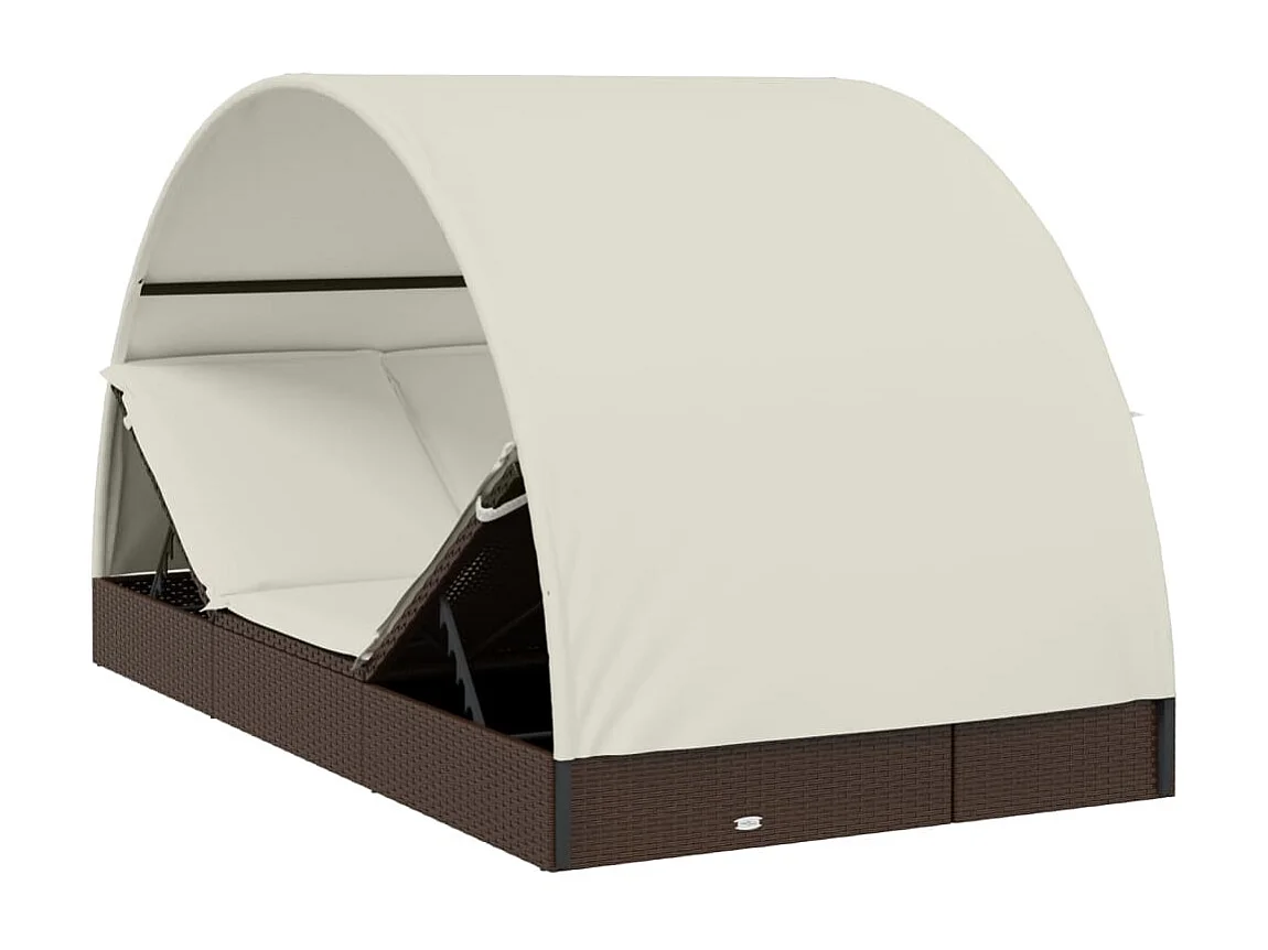 Transat 2 places avec toit rond marron 211x112x140