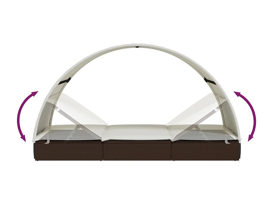 Transat 2 places avec toit rond marron 211x112x140