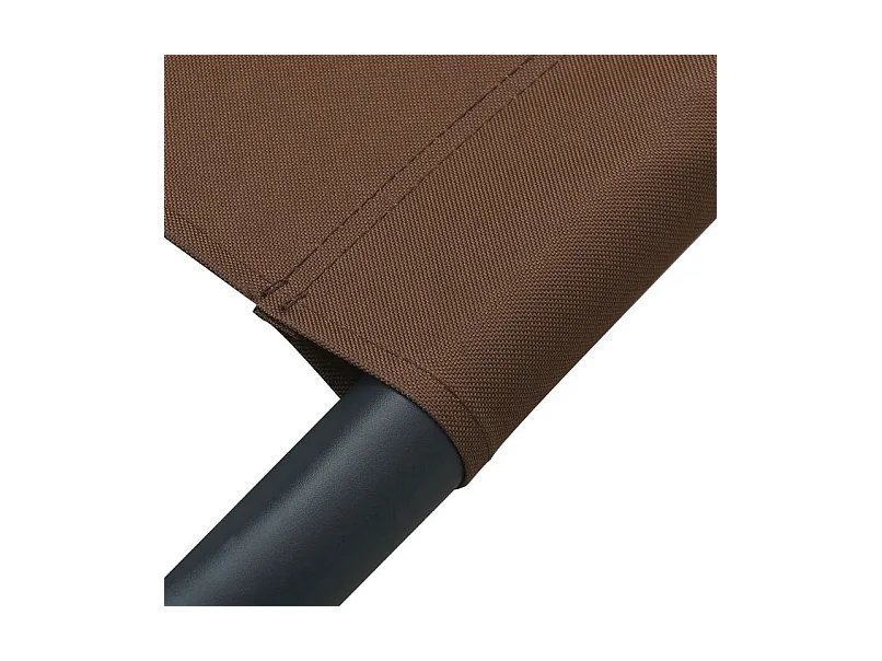 Lit de jardin avec auvent polyester marron et métal noir Motio