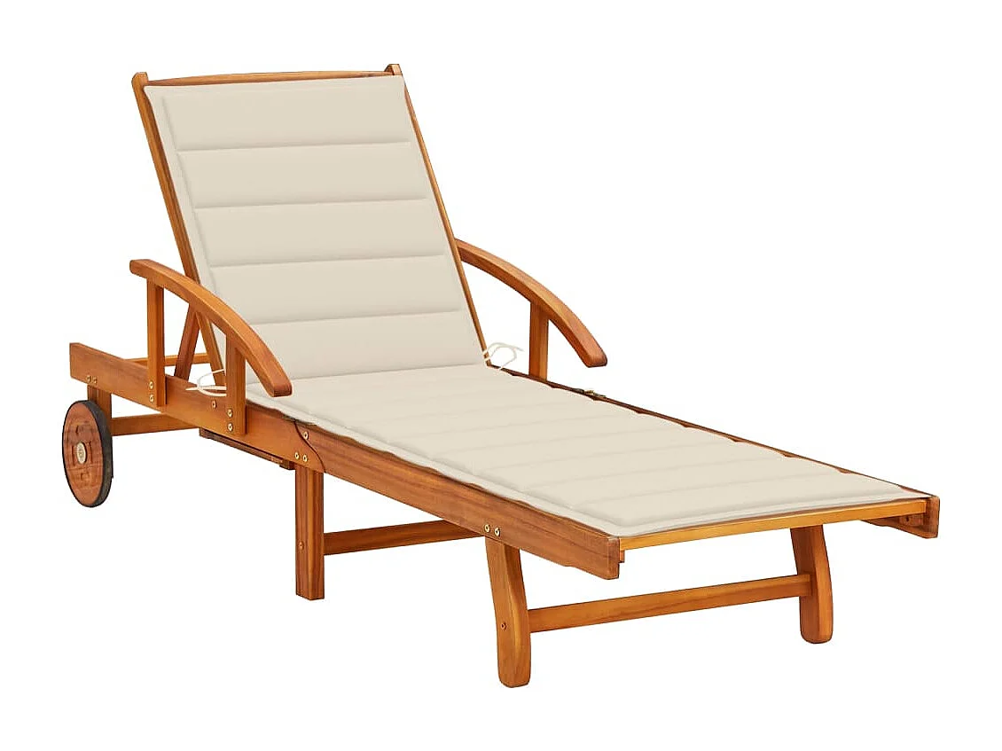 Chaise longue de jardin avec coussin Bois d'acacia solide 43