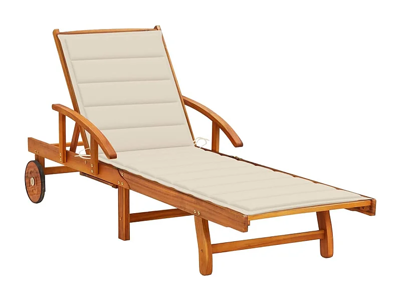 Chaise longue de jardin avec coussin Bois d'acacia solide 43