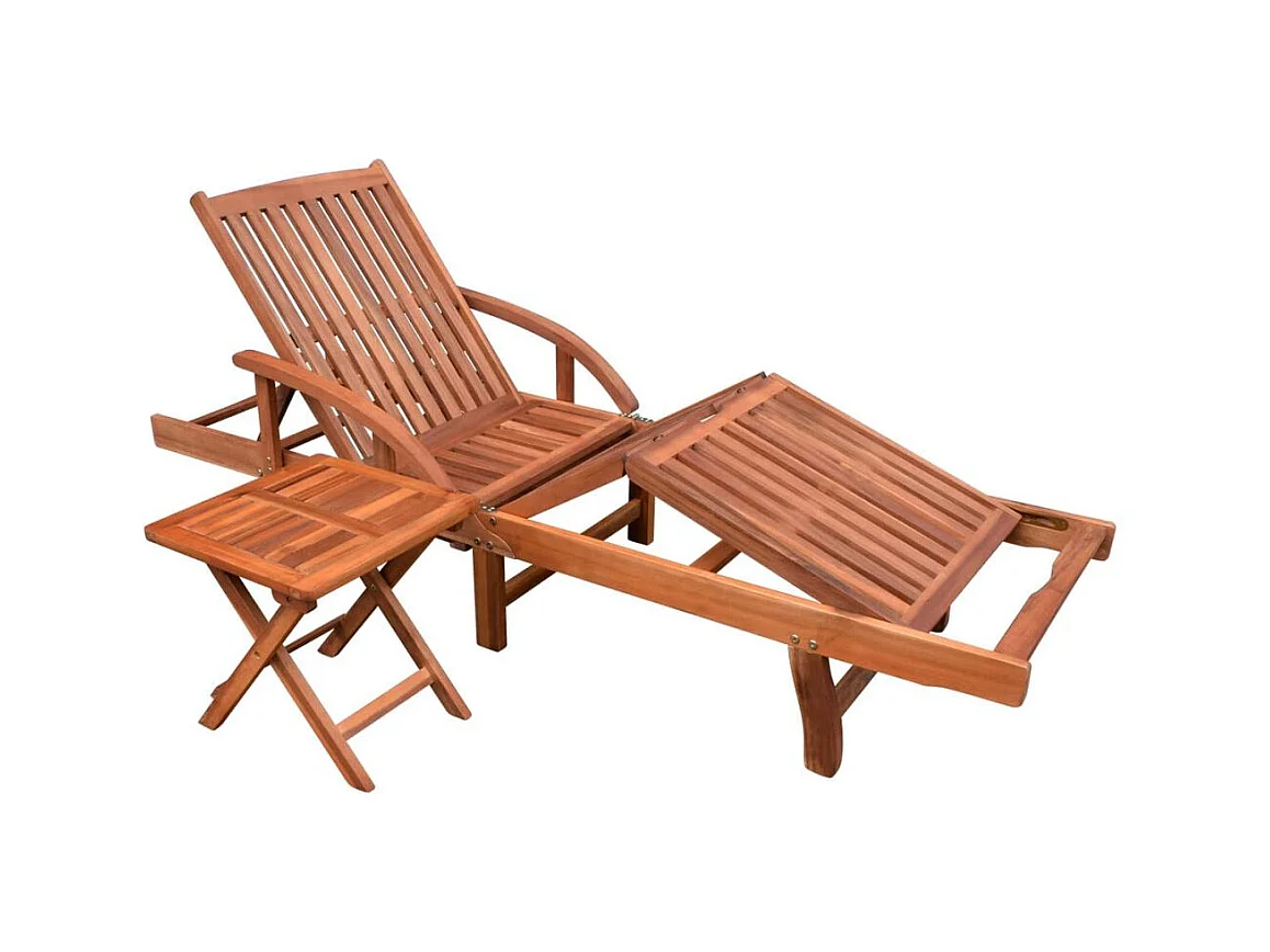 Chaise longue avec table Bois d'acacia solide