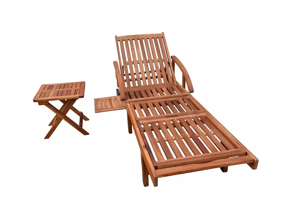 Chaise longue avec table Bois d'acacia solide