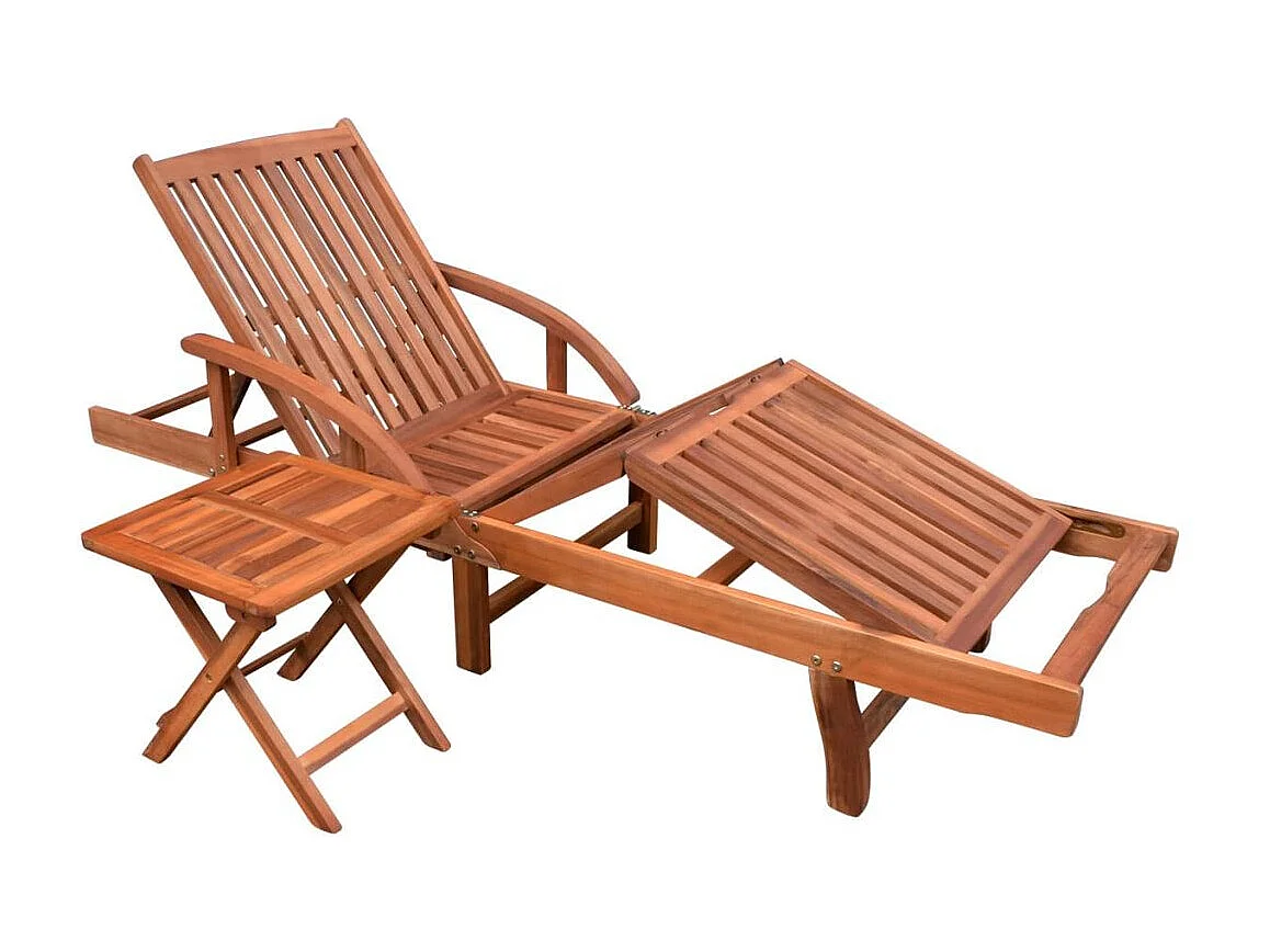 Chaise longue avec table Bois d'acacia solide