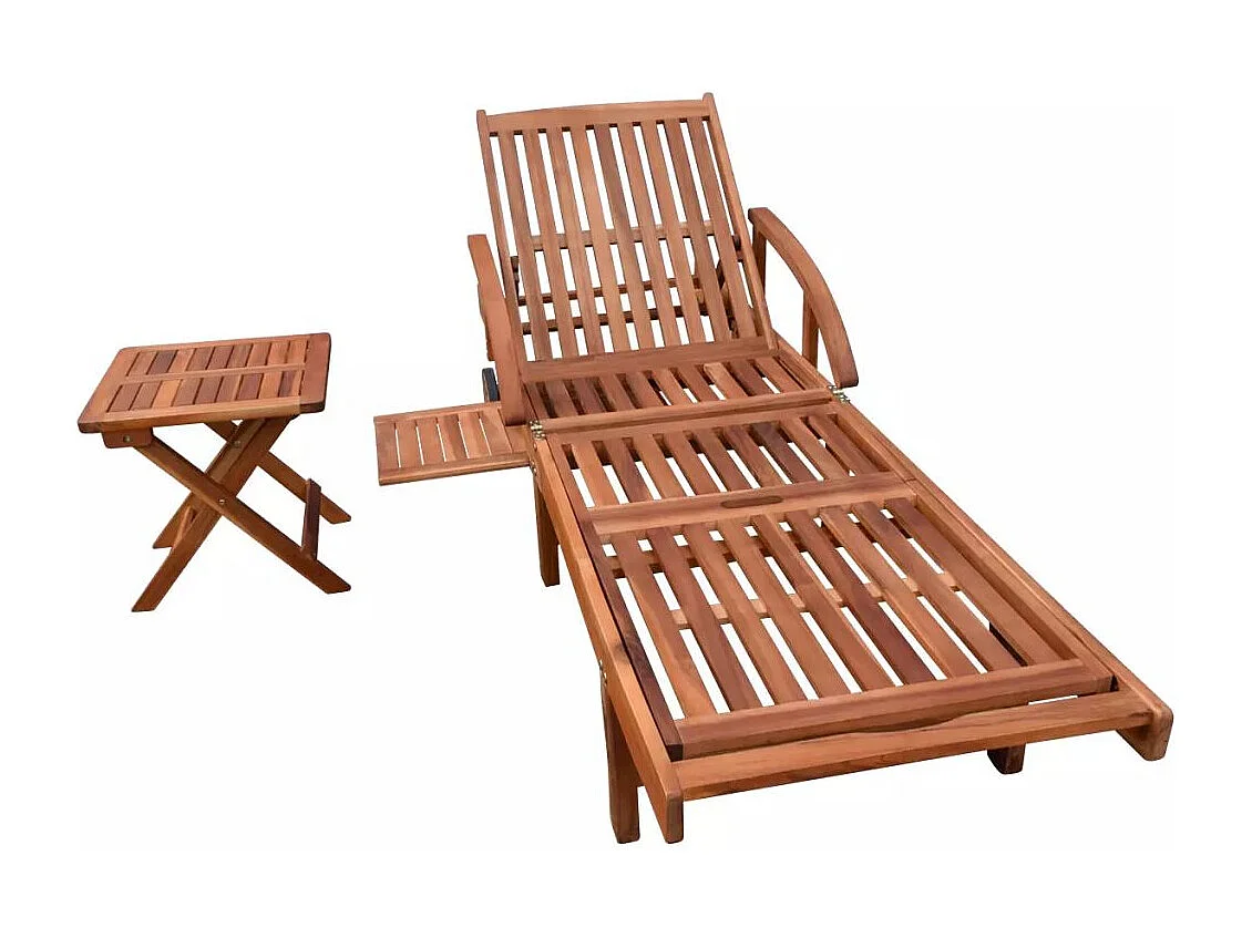 Chaise longue avec table Bois d'acacia solide