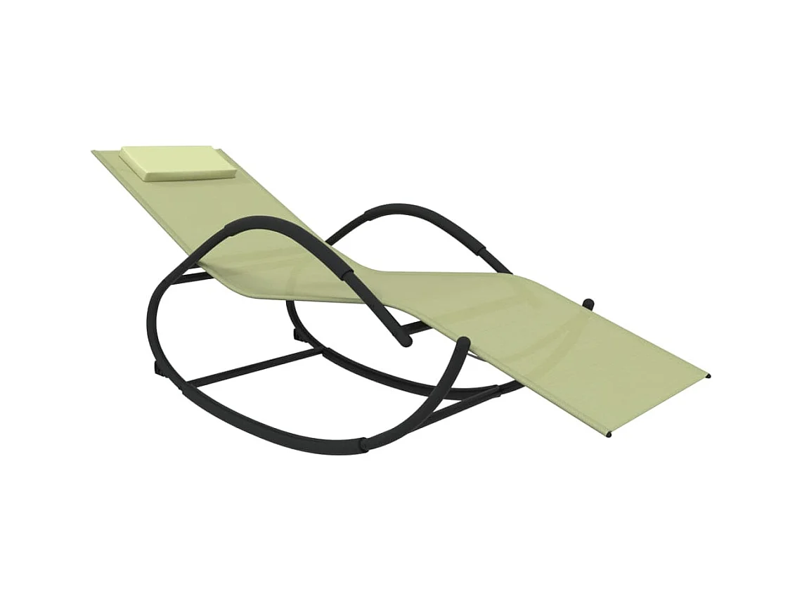 Chaises longues à bascule 2 pcs Crème Acier et textilène