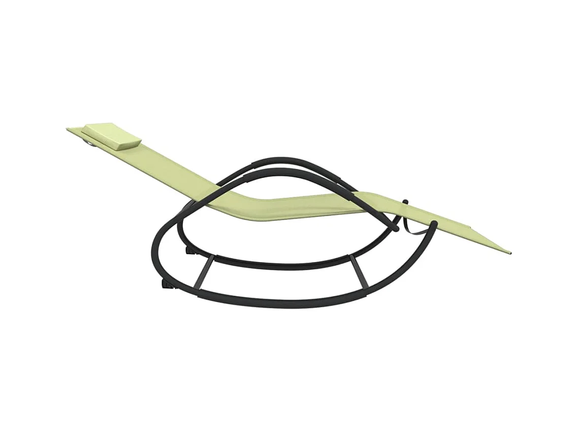 Chaises longues à bascule 2 pcs Crème Acier et textilène