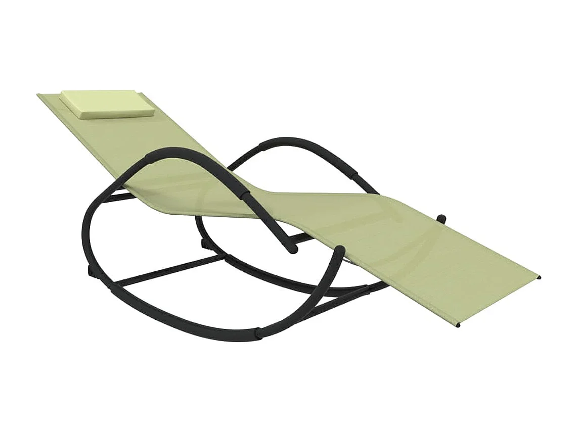 Chaises longues à bascule 2 pcs Crème Acier et textilène