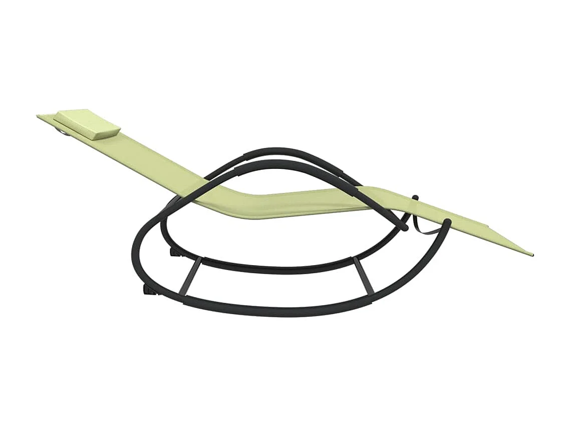 Chaises longues à bascule 2 pcs Crème Acier et textilène