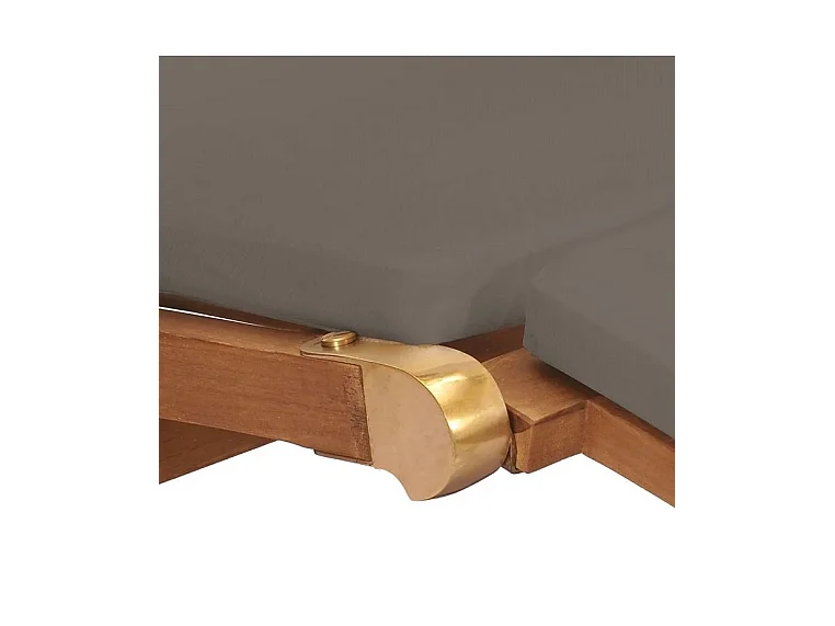 Chaise longue pliable tissu gris et teck massif clair Isser