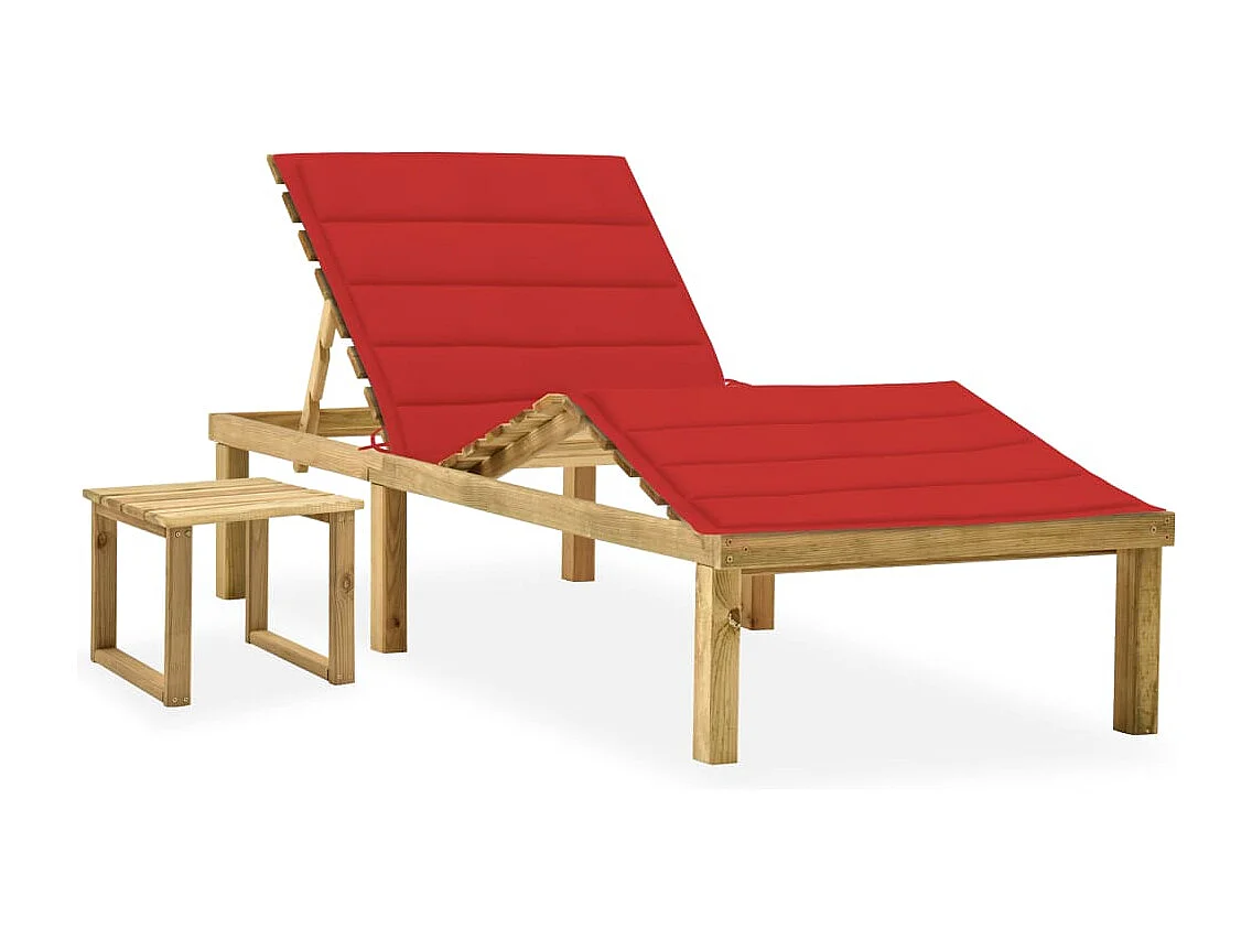 Chaise longue de jardin avec table et coussin Pin imprégné 54