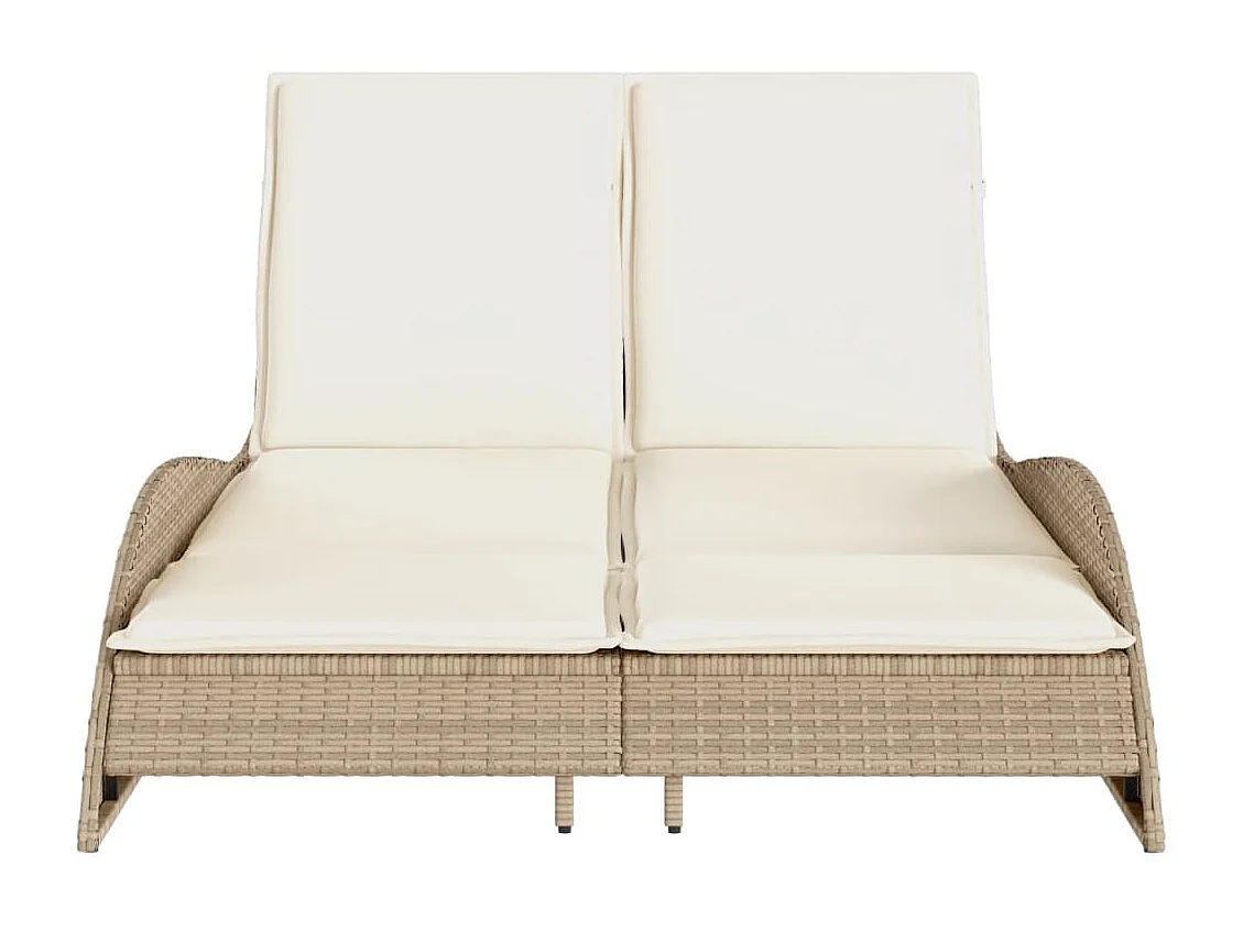 Chaise longue avec coussins beige 114x205x73 résine tressée