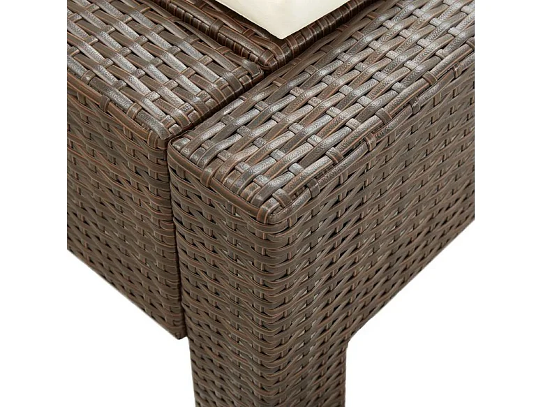 Lit de jardin tissu blanc et résine tressée marron Daget