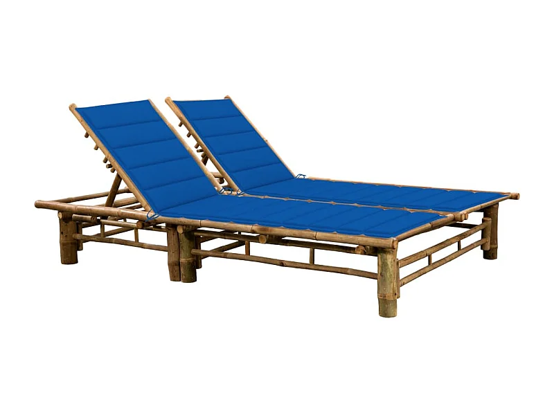 Chaise longue pour 2 personnes avec coussins Bambou 4