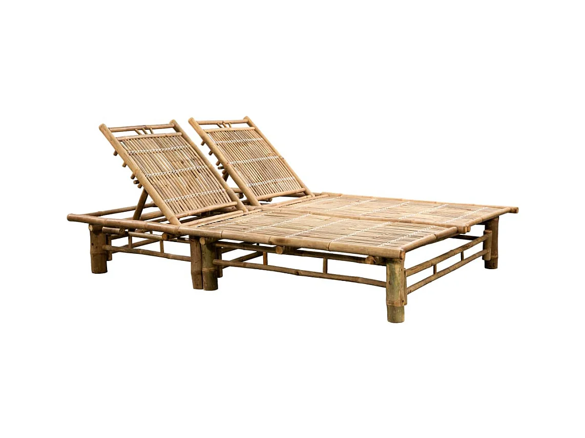 Chaise longue pour 2 personnes avec coussins Bambou 4