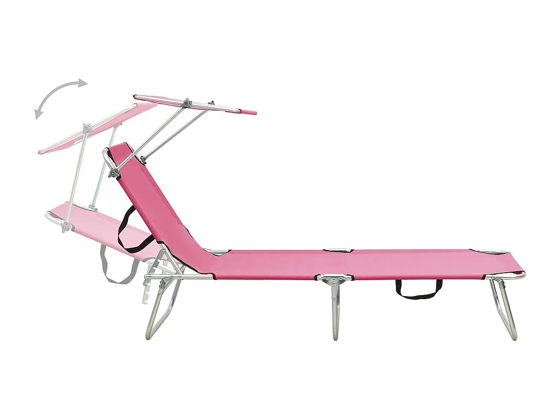 Chaise longue pliable avec auvent Acier Rose magento