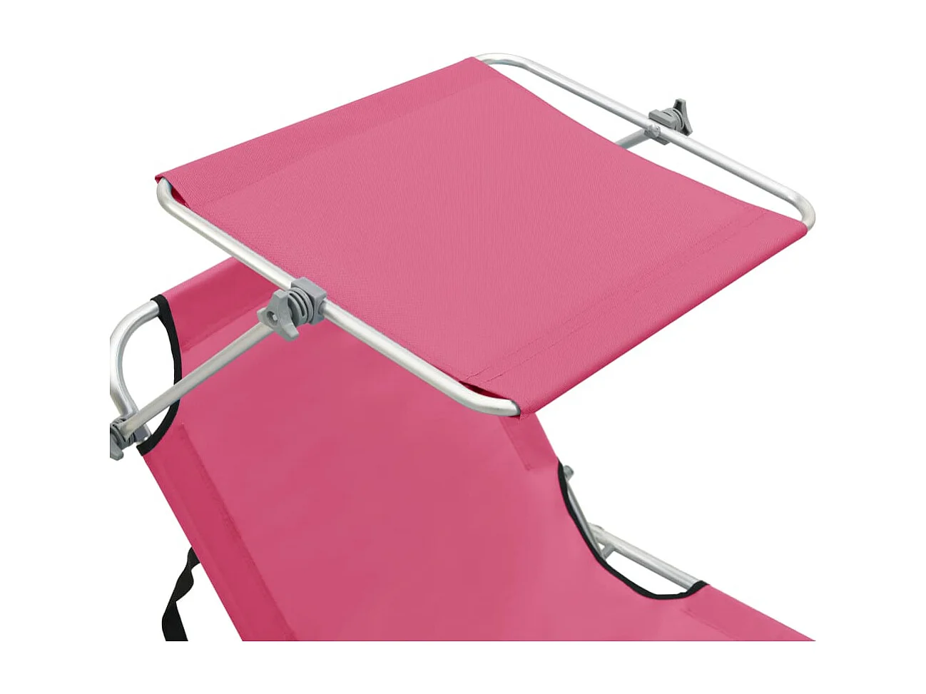 Chaise longue pliable avec auvent Acier Rose magento