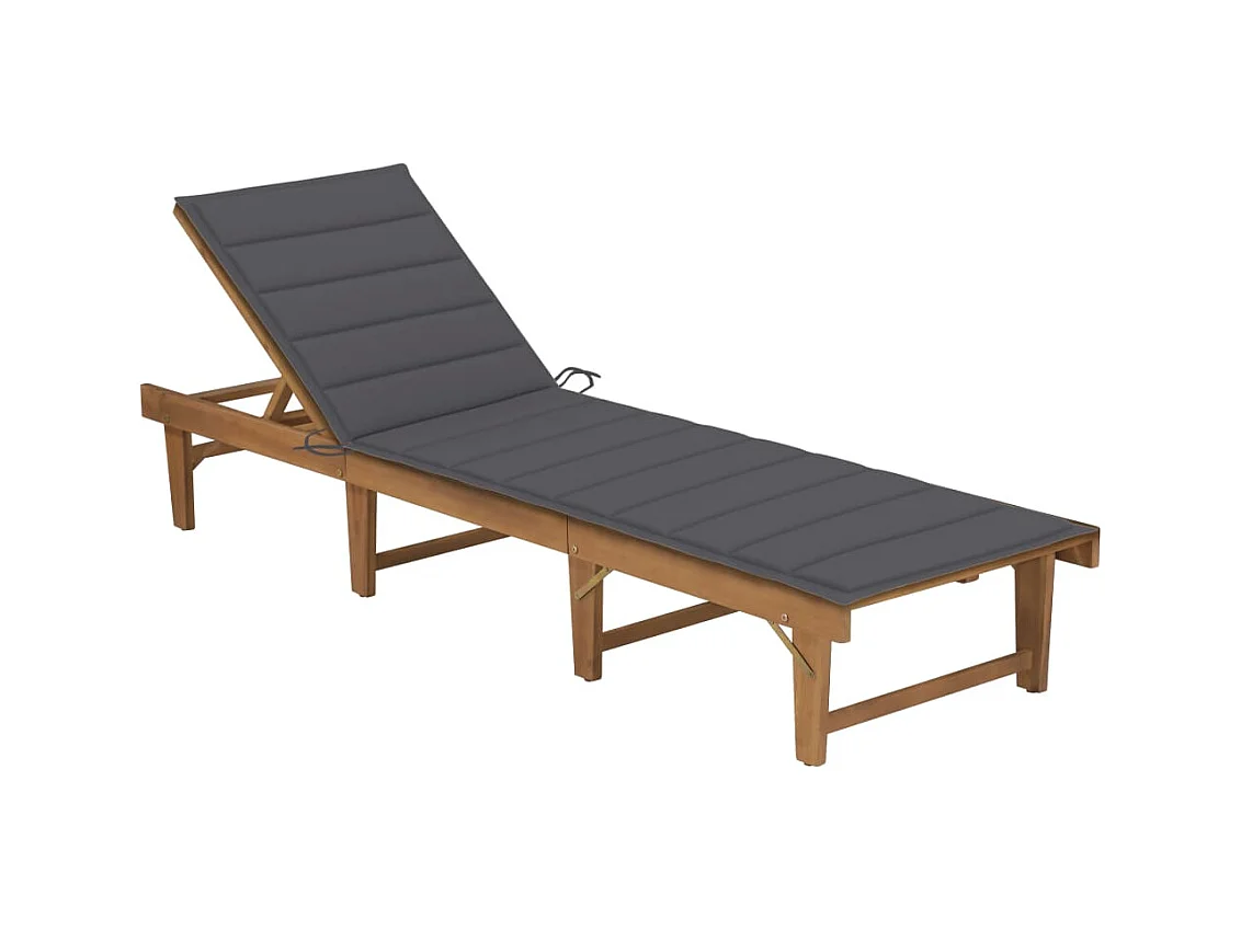 Chaise longue pliable avec coussin Bois d'acacia solide 13