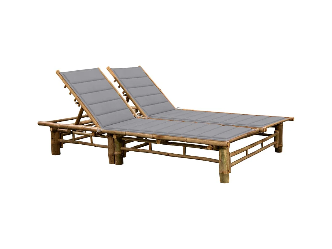Chaise longue pour 2 personnes avec coussins Bambou 3