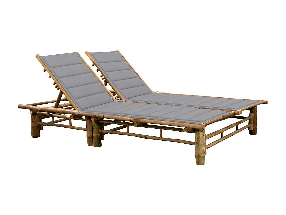Chaise longue pour 2 personnes avec coussins Bambou 3