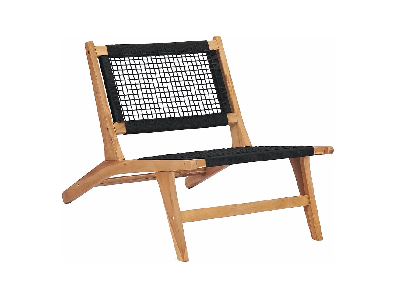 Chaise longue avec repose-pied Bois de teck solide et corde