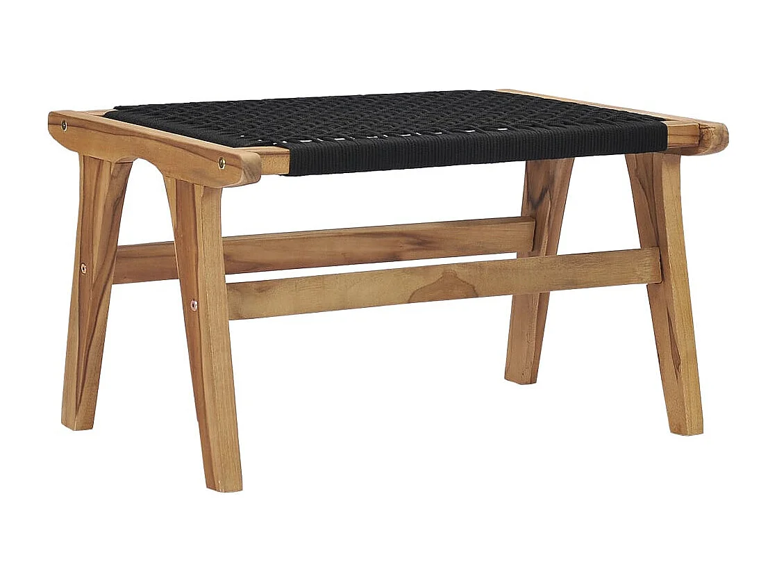 Chaise longue avec repose-pied Bois de teck solide et corde