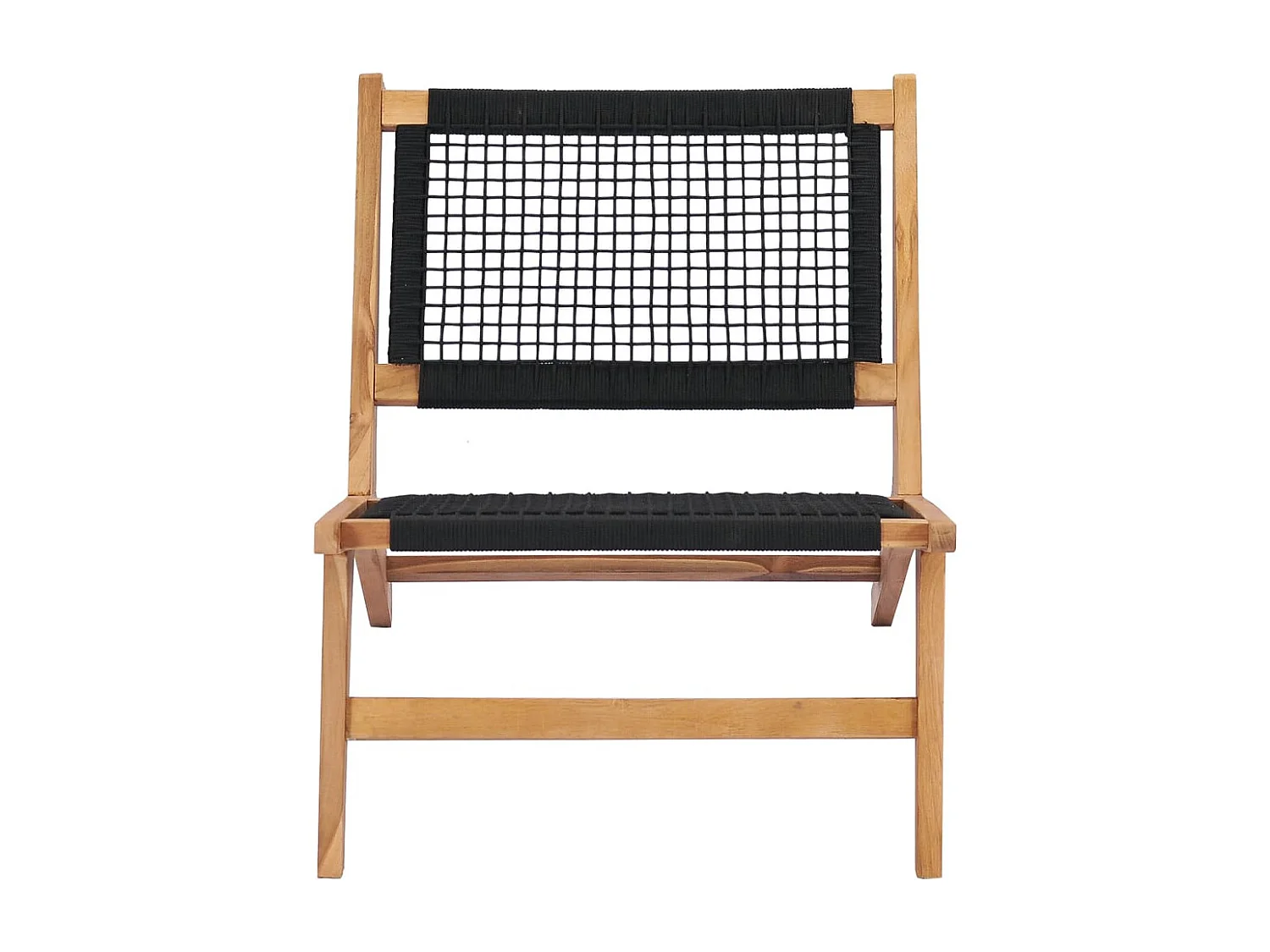 Chaise longue avec repose-pied Bois de teck solide et corde