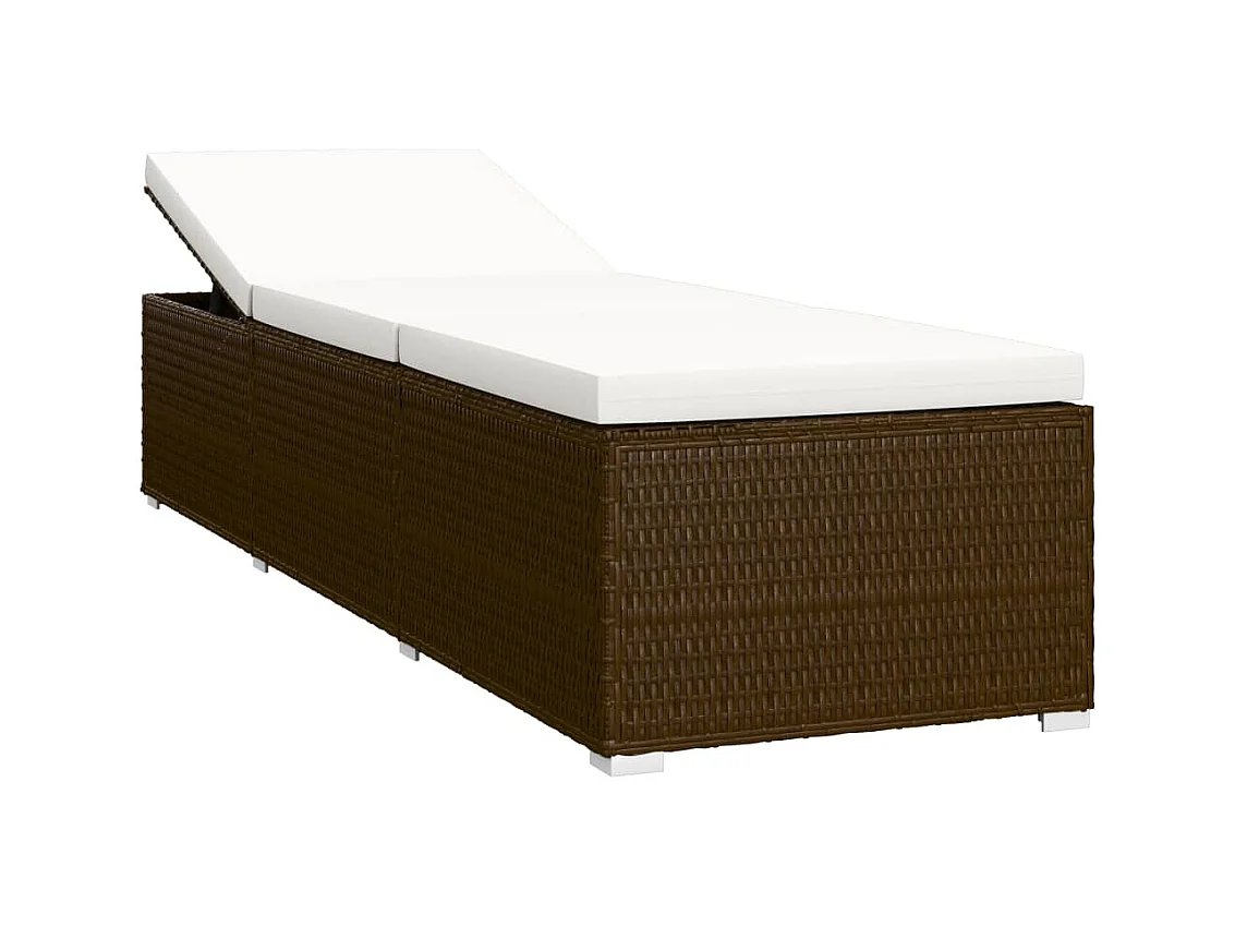 Chaise longue de jardin table à thé 3pcs Résine tressée Marron