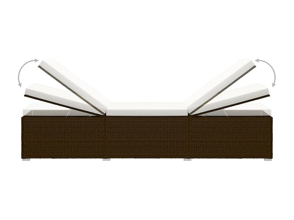 Chaise longue de jardin table à thé 3pcs Résine tressée Marron