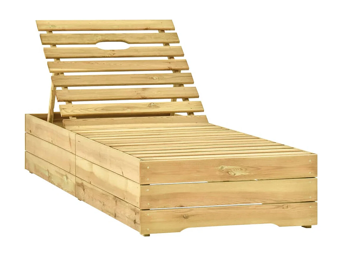 Chaise longue de jardin avec table et coussin Pin imprégné 27