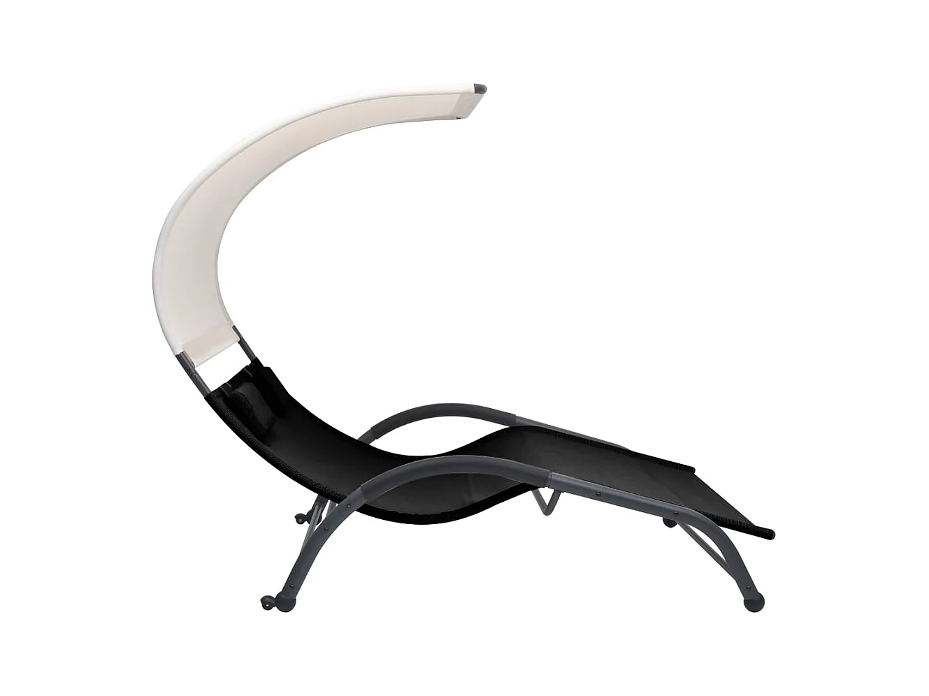 Chaise longue double avec auvent Textilène Noir