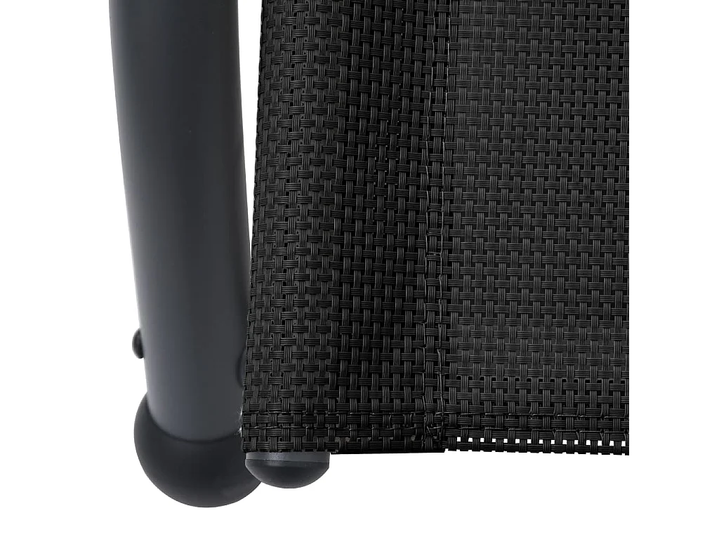 Chaise longue double avec auvent Textilène Noir