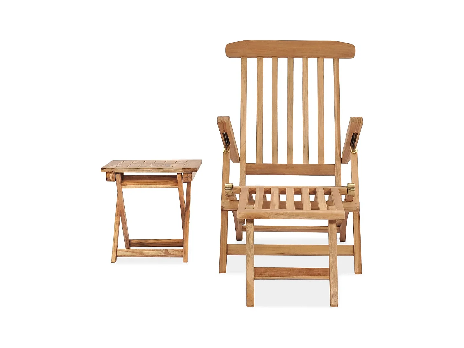 Chaise longue de jardin avec repose-pied et table Bois de teck