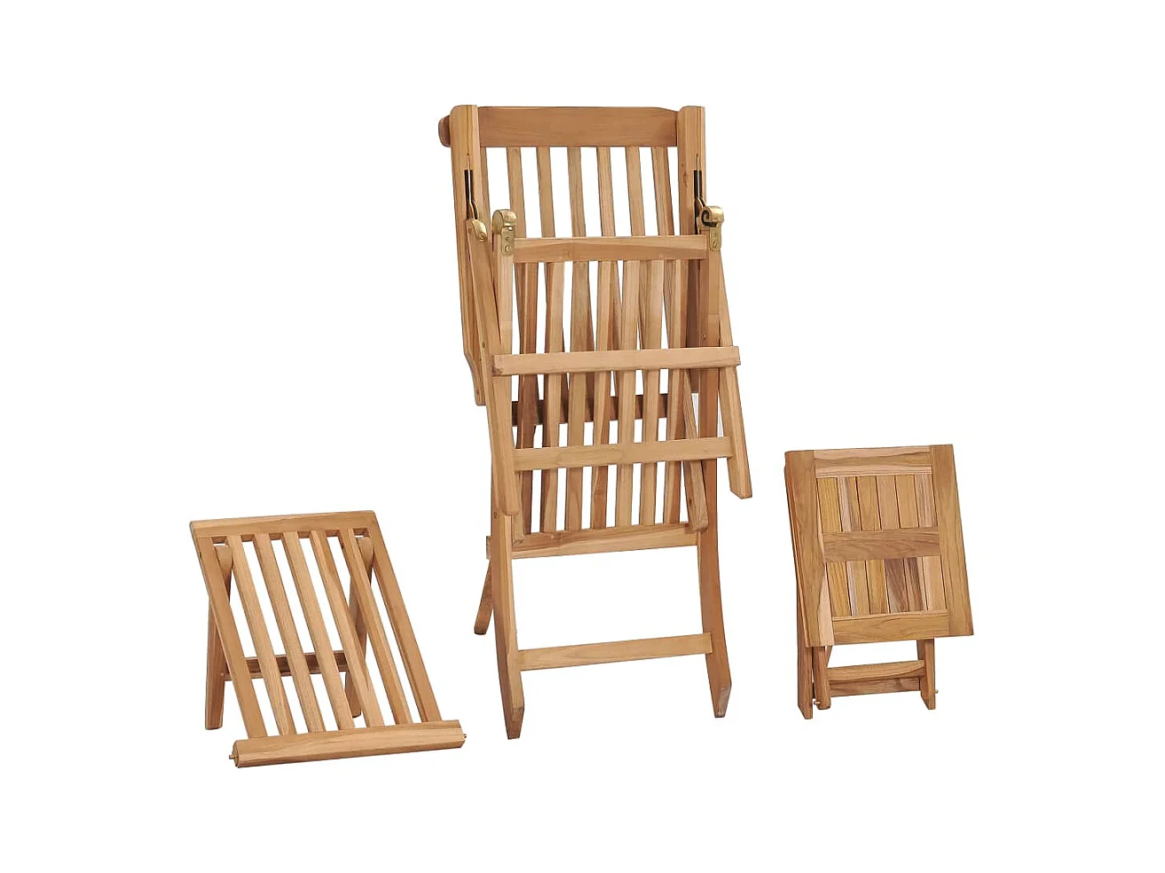 Chaise longue de jardin avec repose-pied et table Bois de teck