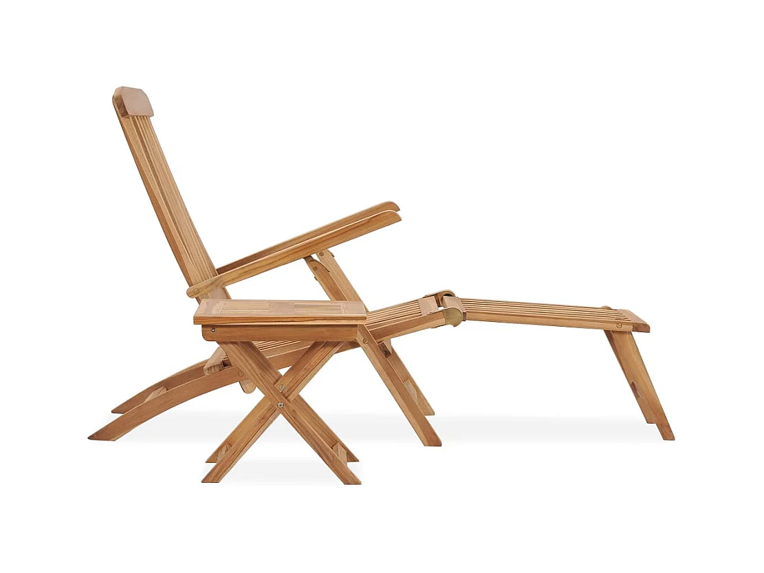 Chaise longue de jardin avec repose-pied et table Bois de teck