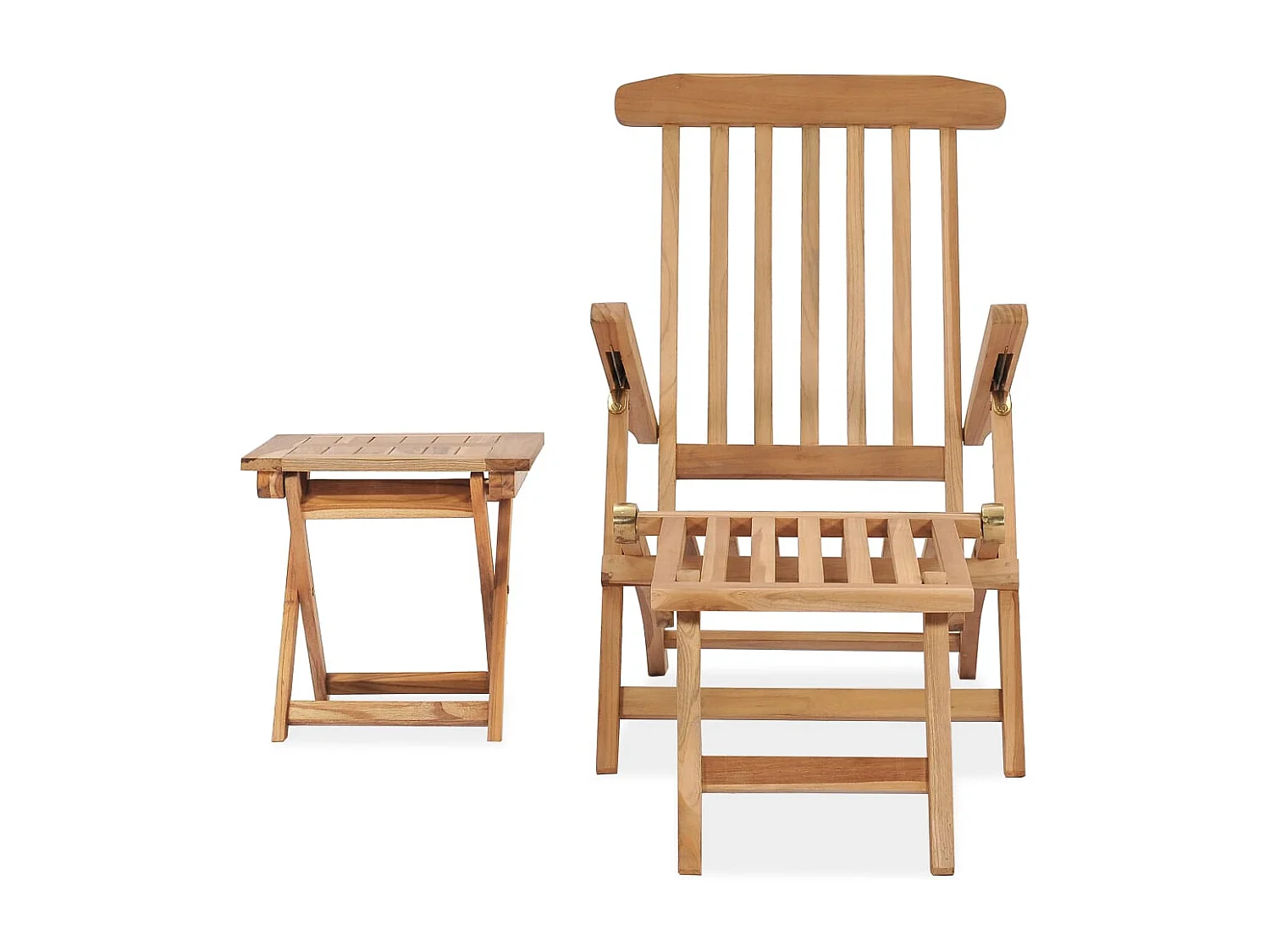 Chaise longue de jardin avec repose-pied et table Bois de teck