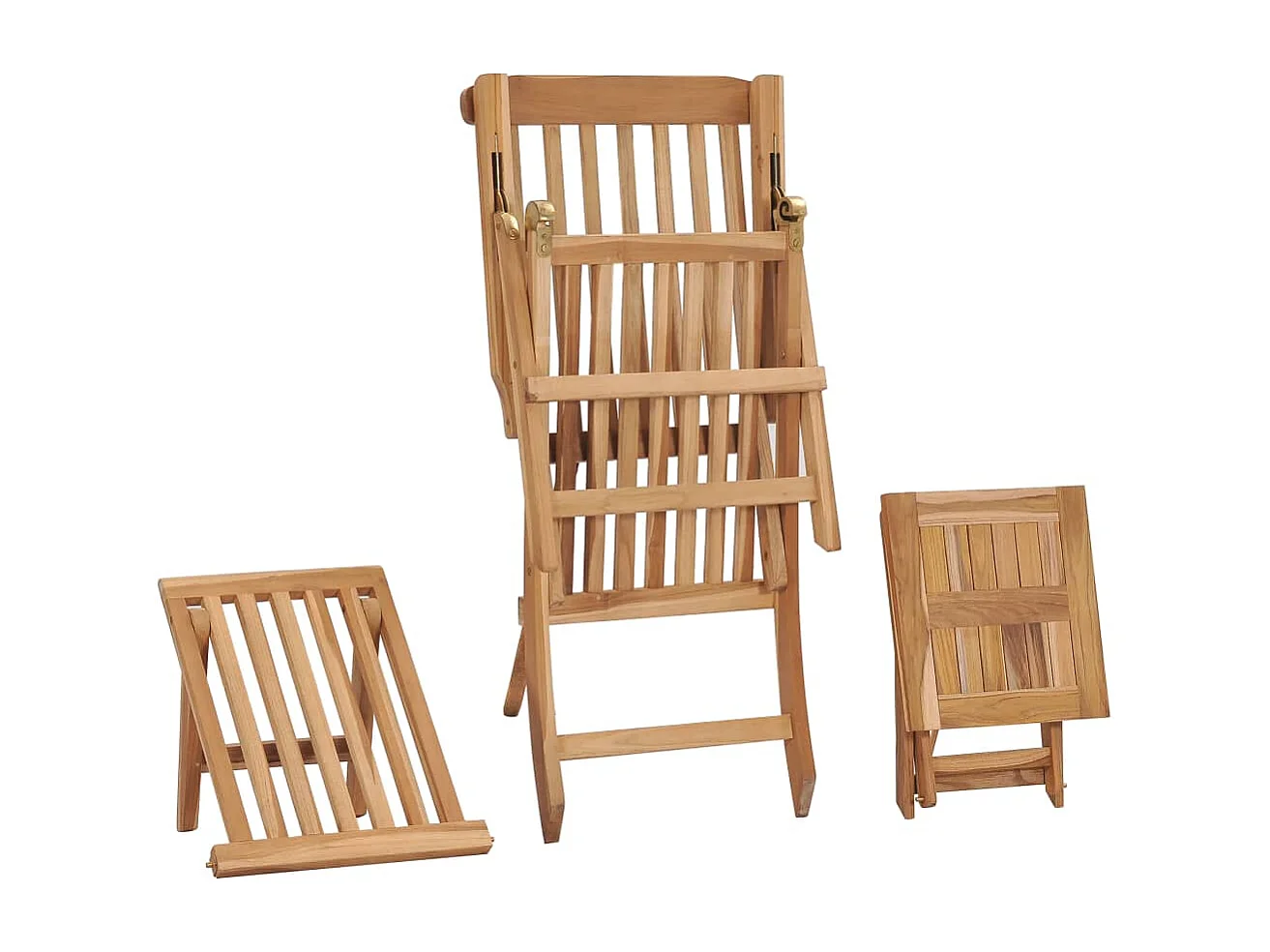 Chaise longue de jardin avec repose-pied et table Bois de teck